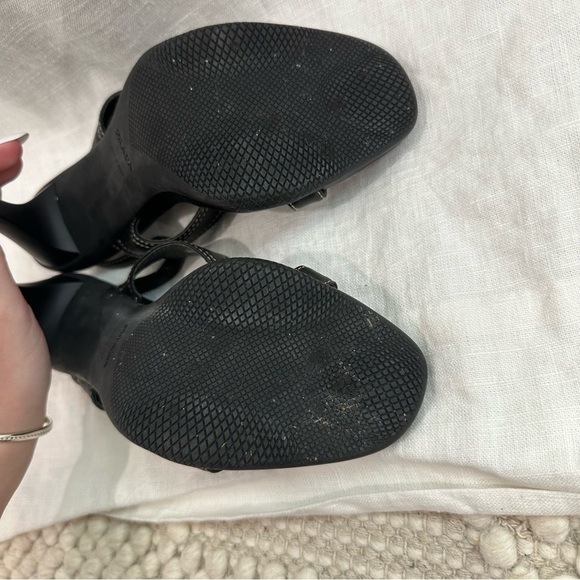 Prada black leather sling back high heels sandals - Picture 6 of 12